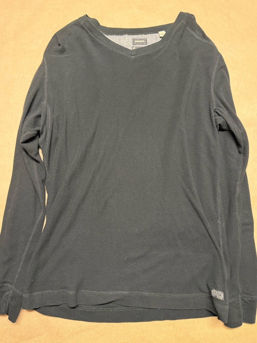 Diesel Black V Neck Men’s XXL Long Sleeve Shirt Rare!